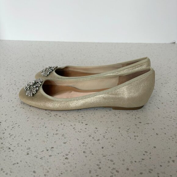 Badgley Mischka - Abella gold leather flats - Picture 9 of 13